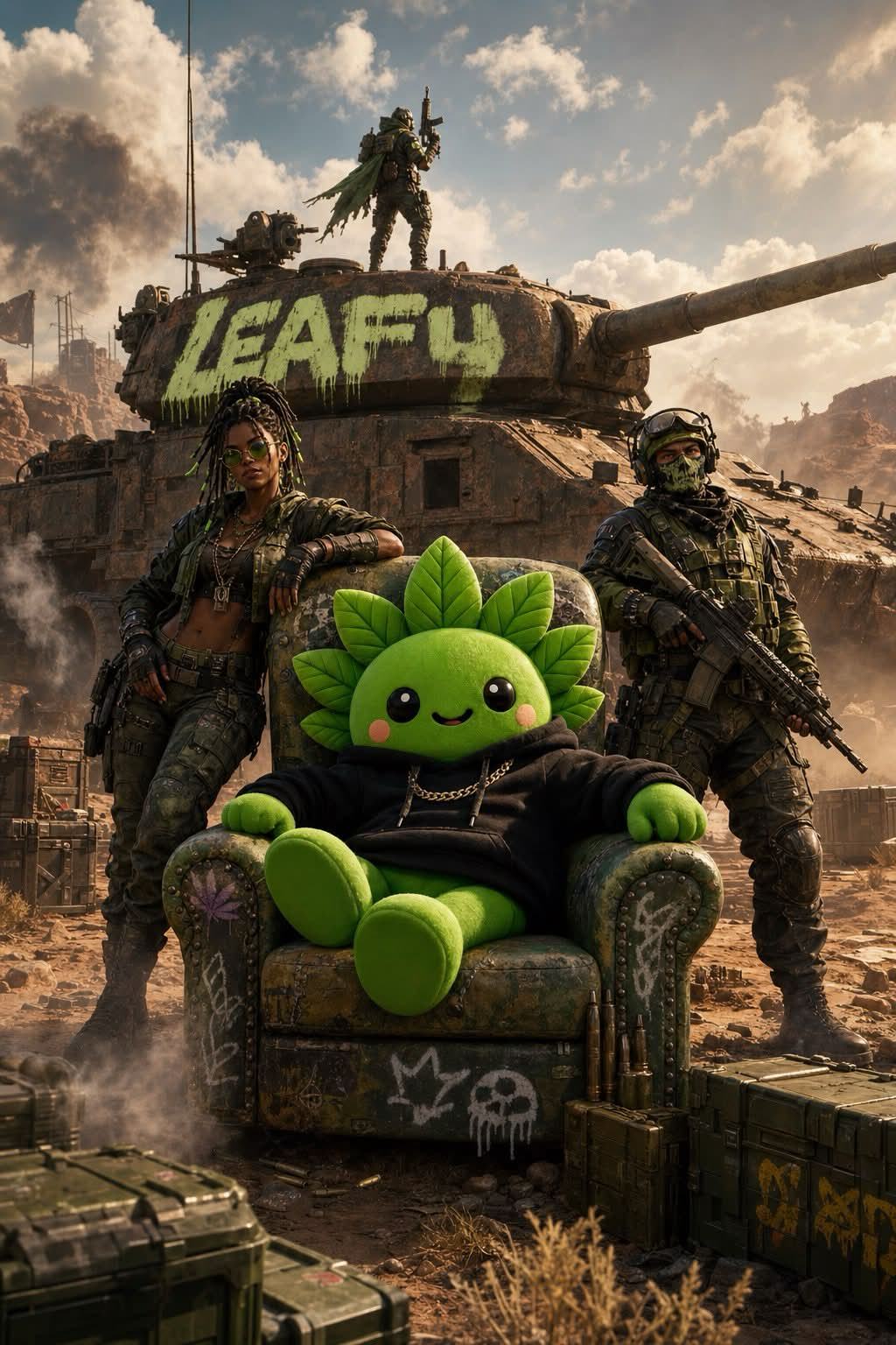 Leafy in an action scene