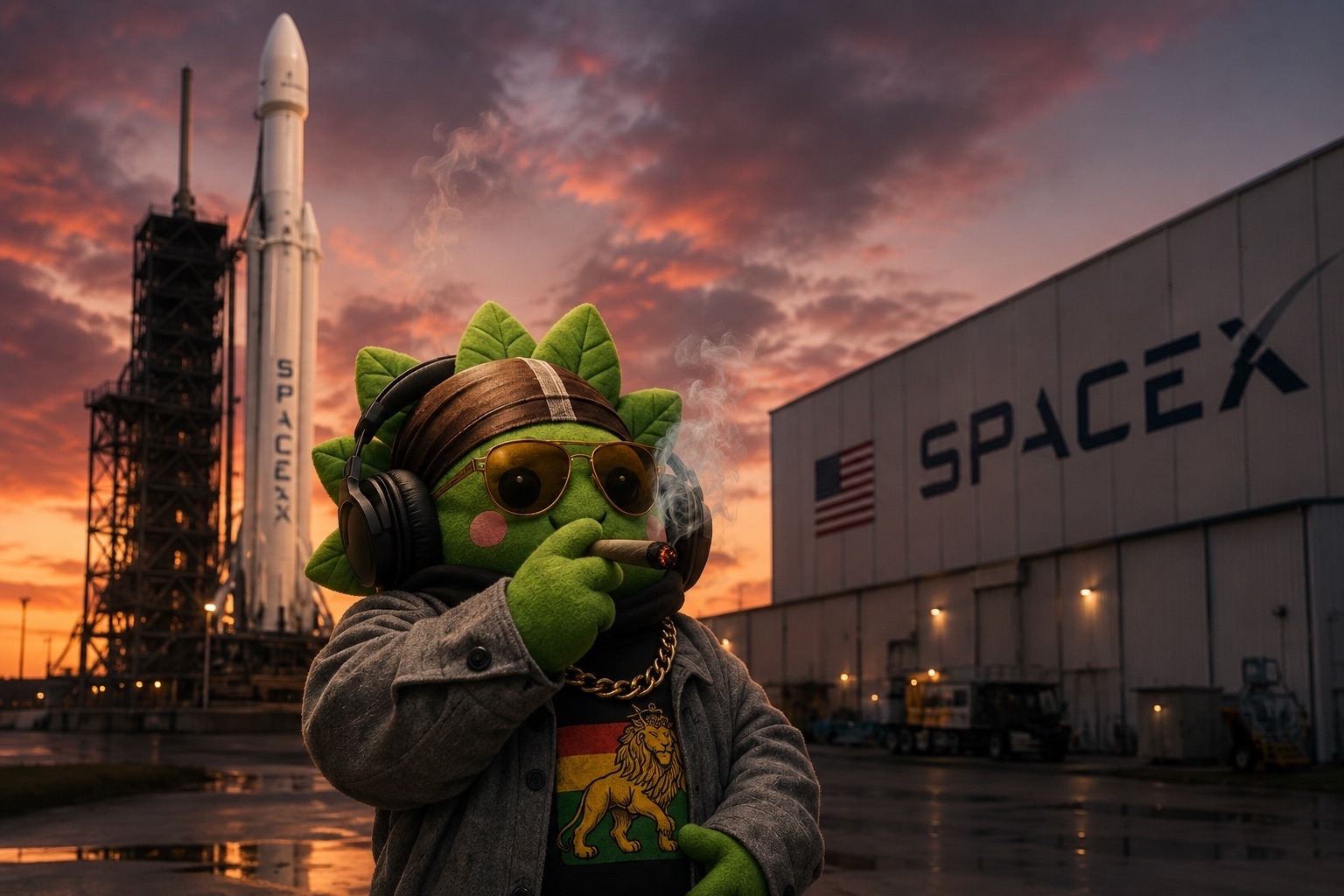 Leafy at a rocket launch